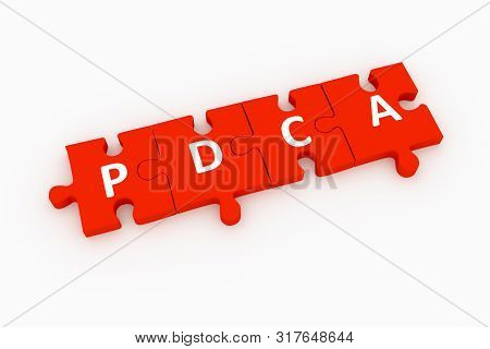 Pdca Puzzle Concept White Background 3d Render Illustration