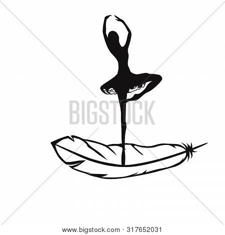 Feather And Ballerina, Vector Graphic Design Element