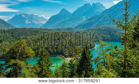 Tyrol Region Of Austria. The Blindsee Lake Below The Fernpasses.