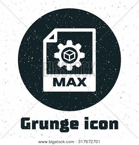 Grunge Max File Document. Download Max Button Icon Isolated On White Background. Max File Symbol. Ve