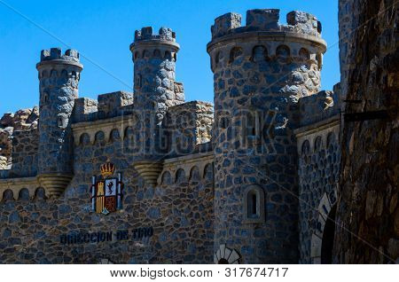 Battery Castillitos, Spain - April 13, 2019 Abandoned Military Constructions Located In The Hills Ne