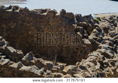 Battery Castillitos, Spain - April 13, 2019 Abandoned Military Constructions Located In The Hills Ne
