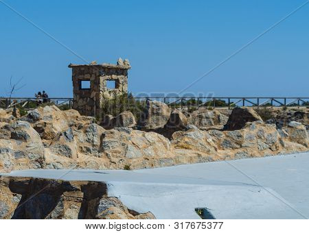 Battery Castillitos, Spain - April 13, 2019 Abandoned Military Constructions Located In The Hills Ne