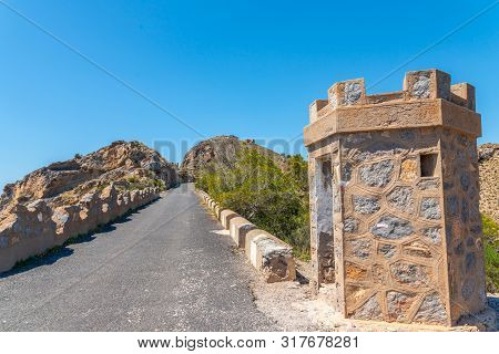 Battery Castillitos, Spain - April 13, 2019 Abandoned Military Constructions Located In The Hills Ne