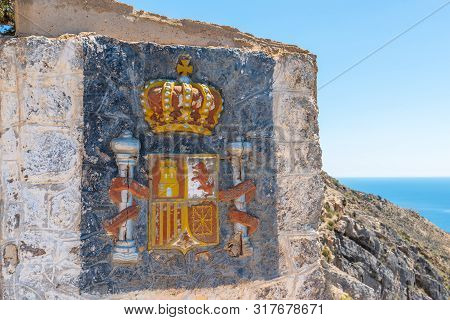 Battery Castillitos, Spain - April 13, 2019 Abandoned Military Constructions Located In The Hills Ne