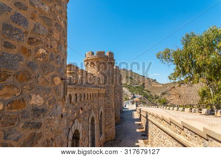 Battery Castillitos, Spain - April 13, 2019 Abandoned Military Constructions Located In The Hills Ne