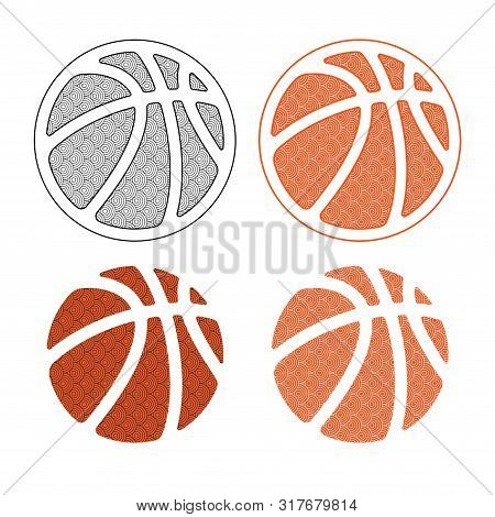Patttern Basketball Four Symbols Isolated On White Background