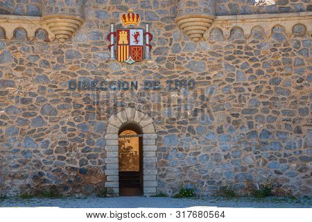 Battery Castillitos, Spain - April 13, 2019 Abandoned Military Constructions Located In The Hills Ne