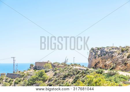 Battery Castillitos, Spain - April 13, 2019 Abandoned Military Constructions Located In The Hills Ne