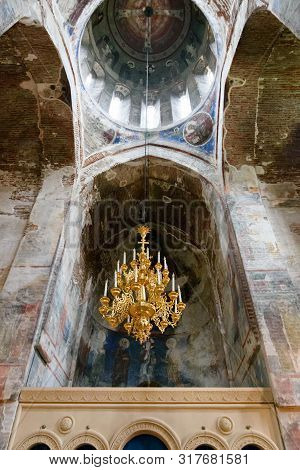 Timotesubani, Georgia-may,04 2019: Interior Church Assumption Blessed Virgin Mary In Timotesubani Ma