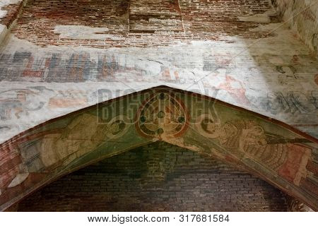 Timotesubani, Georgia-may,04 2019: Interior Church Assumption Blessed Virgin Mary In Timotesubani Ma