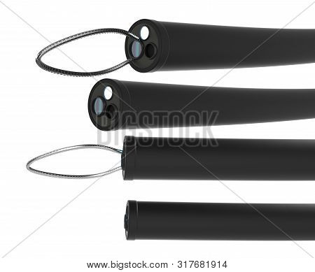 3d Rendering Set Of Endoscope In 4 Angles Isolated On White