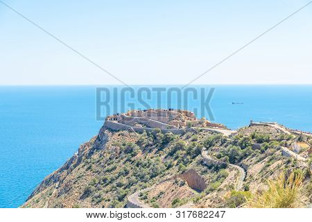 Battery Castillitos, Spain - April 13, 2019 Abandoned Military Constructions Located In The Hills Ne