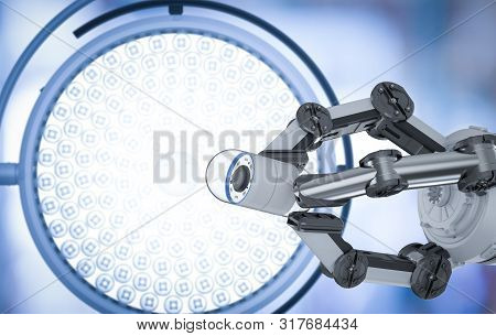Medical Technology Concept With 3d Rendering Robotic Arm With Capsule Endoscopy