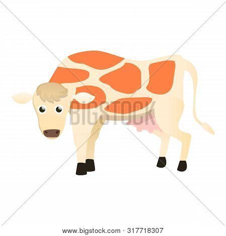 White Brown Cow Icon. Cartoon Of White Brown Cow Vector Icon For Web Design Isolated On White Backgr