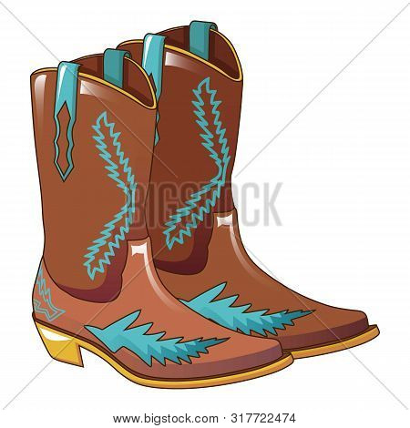 Cowboy Boots Icon. Cartoon Of Cowboy Boots Vector Icon For Web Design Isolated On White Background