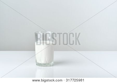A Glass Of Milk, Lactose Beverage, Healthy And Netrient Liquid