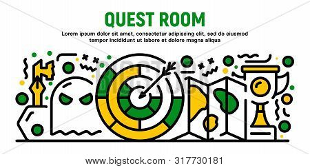 Quest Room Banner. Outline Illustration Of Quest Room Vector Banner For Web Design