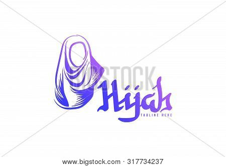 Beauty Hijab, Muslim Female, Scarf Logo Template. Vector Illustration