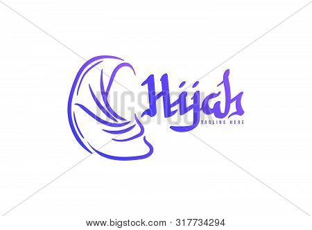 Beauty Hijab, Muslim Female, Scarf Logo Template. Vector Illustration