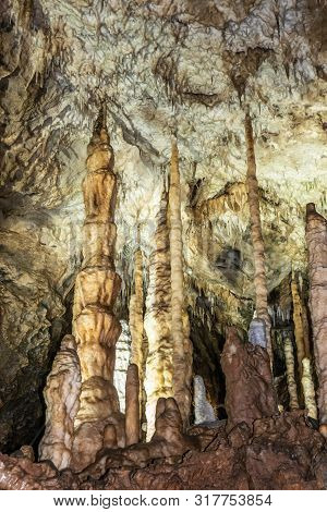 Han-sur-lesse, Belgium - June 25, 2019: Grottes-de-han 6 Of 36. Subterranean Pictures Of Stalagmites