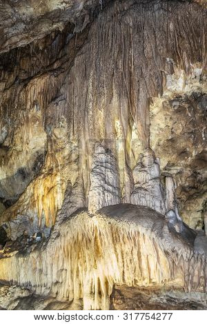 Han-sur-lesse, Belgium - June 25, 2019: Grottes-de-han 16 Of 36. Subterranean Pictures Of Stalagmite