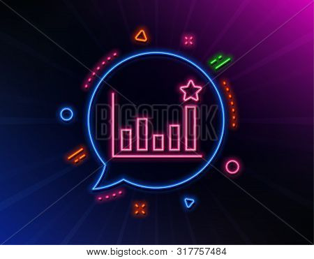 Efficacy Line Icon. Neon Laser Lights. Business Chart Sign. Analysis Graph Symbol. Glow Laser Speech