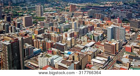 Aerial View. Johannesburg. Central Business District. Skyscrapers. Panoramic Skyline. Residential An