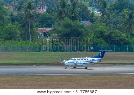 Langkawi, Malaysia - Mar 29, 2019. 9m-pta Beechcraft B300 King Air 350 Royal Malaysian Police Taxiin