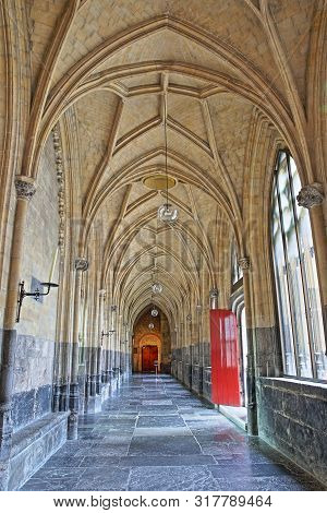 Maastricht, Netherlands - August 03, 2019: The Cloister Of The Basilica Of Saint Servatius, 11th Cen
