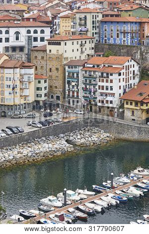 Spanish Traditional Fishing Harbor Village Of Mutriku, Euskadi. Spain