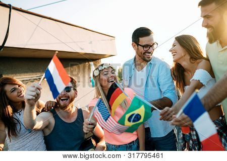 Friends Of Different Culutres Having Fun, Promoting Peace Without Racial Prejudices