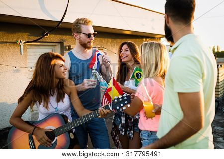 Friends Of Different Culutres Having Fun, Promoting Peace Without Racial Prejudices
