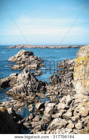 View Of The Rocky Coast Of The Island Of Yeu, Vendee, France On A Fall Day