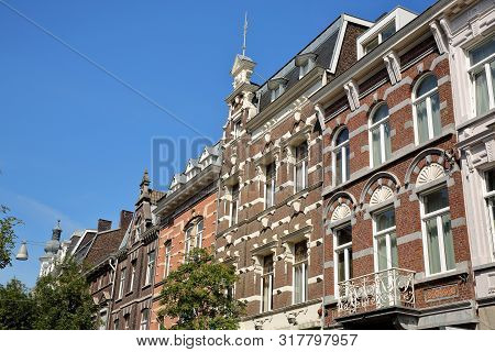 Historic Buildings With Carvings Located In Wyck Neighborhood (on Wycker Brugstraat Street), Limbour