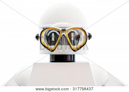 Concept Naval Or Marine Diving Robot Isolated In Front Of White Background