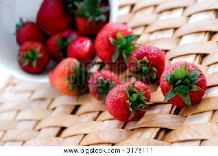 Fresh Strawberrys On A Woven Platter