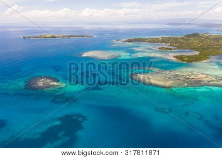 Bucas Grande Island, Philippines. Beautiful Lagoons With Atolls And Islands, View From Above. Seasca