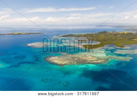 Bucas Grande Island, Philippines. Beautiful Lagoons With Atolls And Islands, View From Above. Seasca