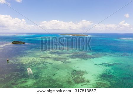 Bucas Grande Island, Philippines. Beautiful Lagoons With Atolls And Islands, View From Above. Seasca