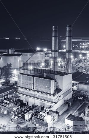 Power Plant In Hong Kong At Night