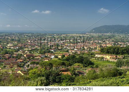 Panoramic View From Castelnuovo Magra, La Spezia, Liguria, Italy, In Lunigiana