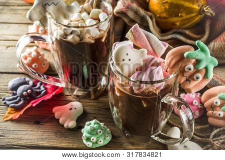 Halloween Funny Hot Chocolate With Marshmallows