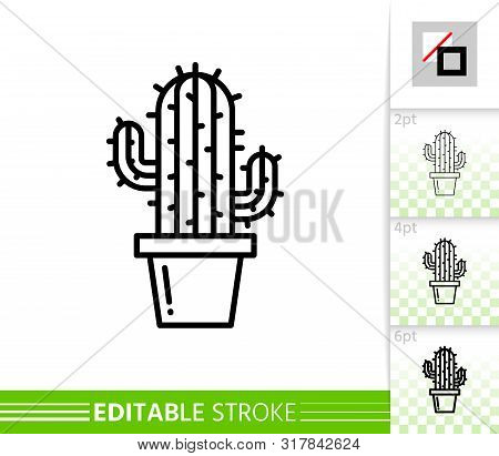 Cactus Thin Line Icon Vector Photo Free Trial Bigstock