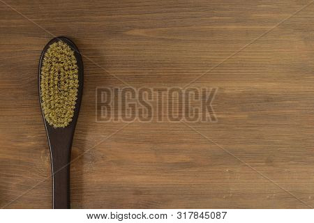 Dry Natural Massage Brush Made From Cactus Fiber, Woman Body And Skincare, Bath And Spa Item On Brow