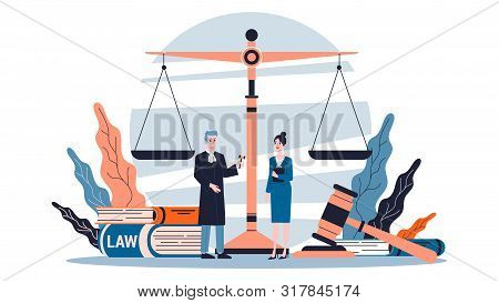 Law Concept. Idea Of Justice, Court And Lawyer.