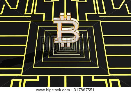 Creative Bitcoin On Circuit Background