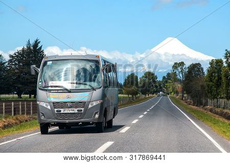 Los Lagos, Chile - November 21, 2015: Small Touristic Bus Volare Dw9 At The Interurban Road At The B