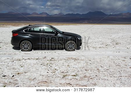 Antofagasta, Chile - November 15, 2015: Black Luxury Car Bmw X4 (f26) In The Salt Flat Salar De Atac