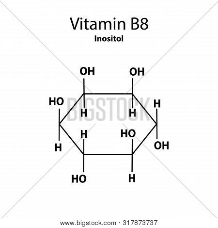 Vitamin B8. Inositol Molecular Chemical Formula. Infographics. Illustration On Isolated Background.